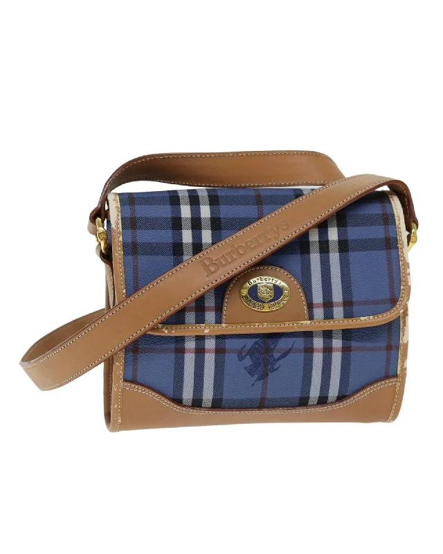 Luxury Bags Burberrys Blue Plaid Shoulder Bag Stylish Totes, Exclusive Savings