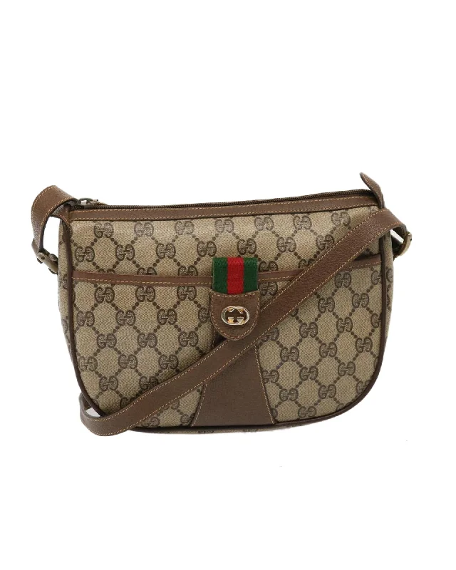 Gift Ideas Gucci GG Supreme Canvas Shoulder Bag BeigeBrown Trendy Backpacks With Big Discounts