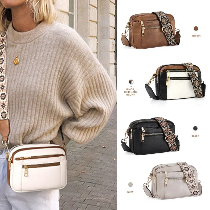 Exclusive Deals Online Wholesale Color Matching Multifunctional Zipper PU Adjustable Shoulder Strap Shoulder Bags Grab Your Favorite Handbags For Less