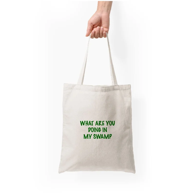 Stylish Savings What Are You Doing In My Swamp - Green Ogre Tote Bag Designer Bags At Exclusive Clearance Prices Stylish Savings What Are You Doing In My Swamp - Green Ogre Tote Bag Designer Bags At Exclusive Clearance Prices