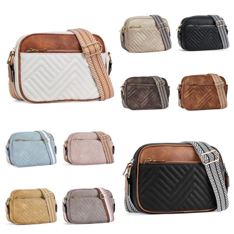 Special Offers Wholesale Quilted Embroidery Colorblock Vintage Zipper Shoulder Bags Timeless Handbags At Reduced Prices