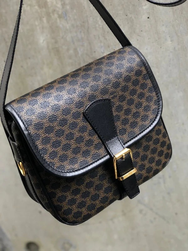 The Good Stuff CELINE Macadam Front belt Shoulder Bag Black Vintage Old Celine dgvbfp Iconic Handbags At Unbeatable Prices
