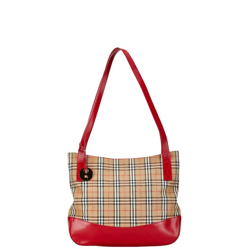 Vintage-Modern Style Offers Burberry Nova Check Shadow Horse Canvas Leather Tote Bag Elegant Purses At Clearance Prices