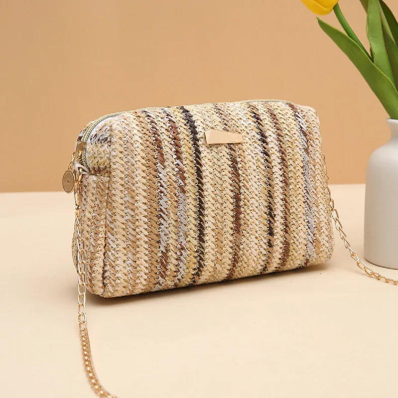 Step Ahead, Lead The Trend Wholesale Colorful Straw All-match Crossbody Rainbow Small Square Bag Iconic Handbags At Budget-Friendly Prices