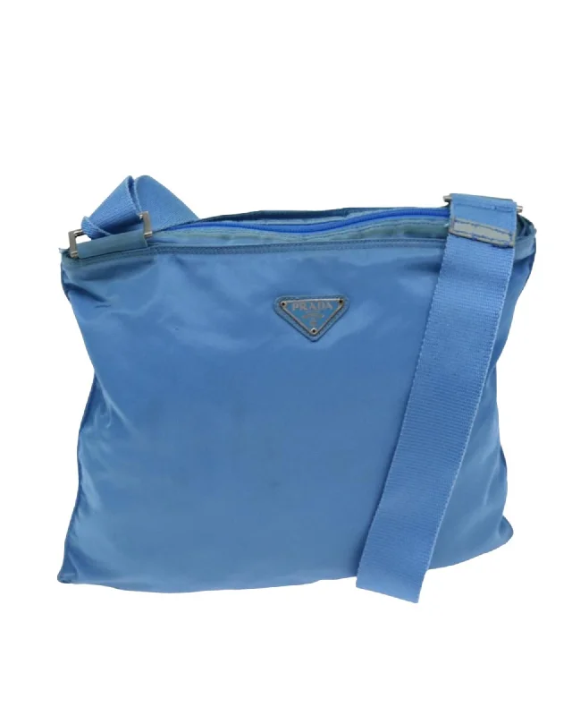 Summer Deals PRADA Nylon Messenger Bag Blue Chic Shoulder Bags At Promotional Rates