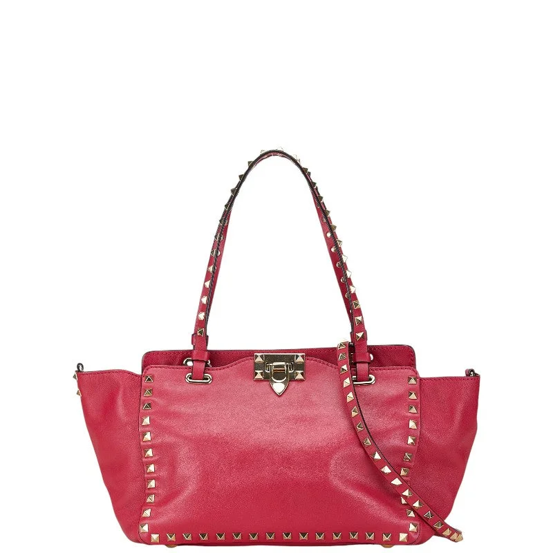 Seasonal Clearance Valentino Rockstuds Leather 2WAY Tote Bag Trendy And Timeless Handbags Now On Sale