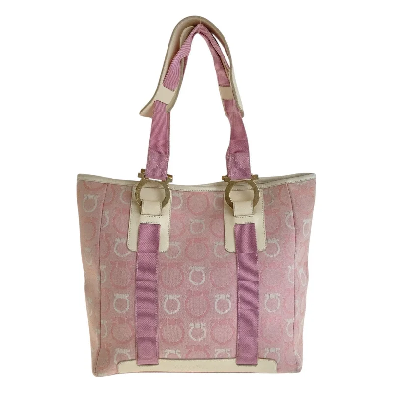 The Good Stuff Salvatore Ferragamo Canvas Leather Tote Shoulder Bag Trendy Totes, Shop & Save