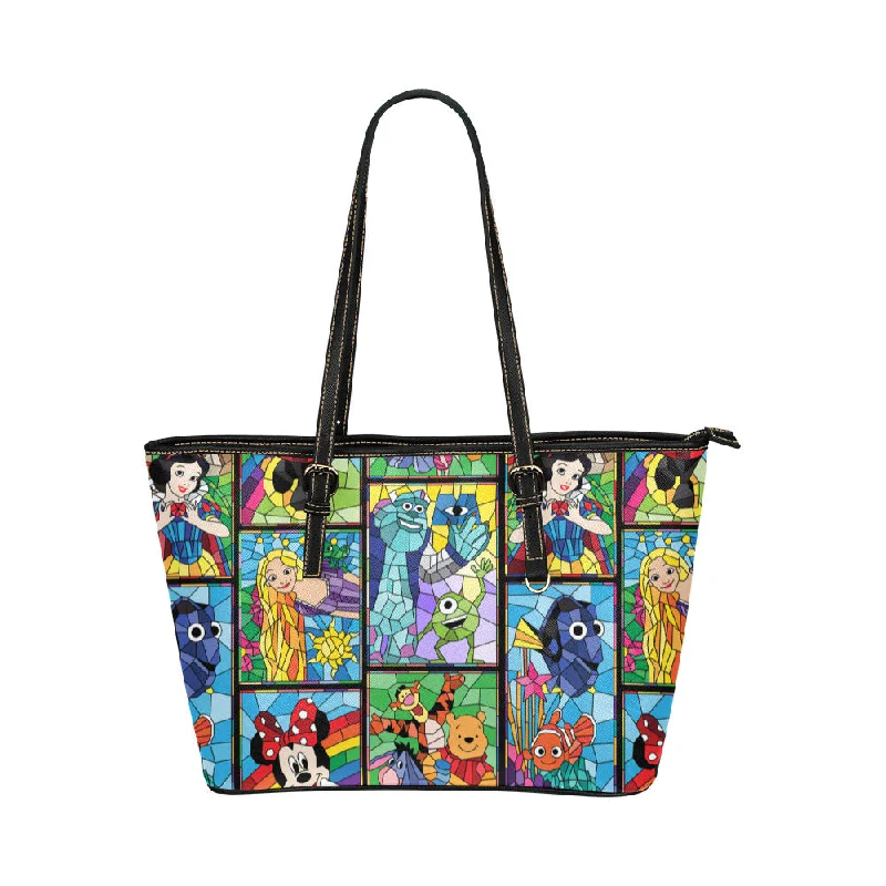 Explore What's New Stained Glass Characters Leather Tote Bag Designer Bags, Low Prices