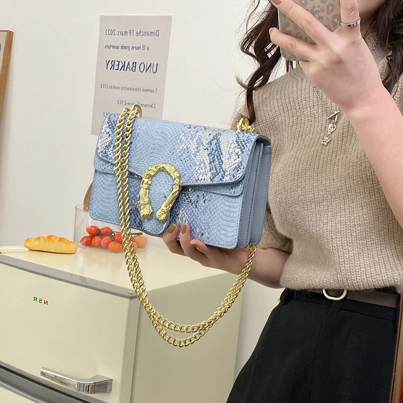 Lightweight And Affordable Bags Wholesale Glittered Snakeskin Gold Chain Cross-body Bag with Double Compartment Flap Luxury Handbags At Budget-Friendly Rates Lightweight And Affordable Bags Wholesale Glittered Snakeskin Gold Chain Cross-body Bag with Double Compartment Flap Luxury Handbags At Budget-Friendly Rates