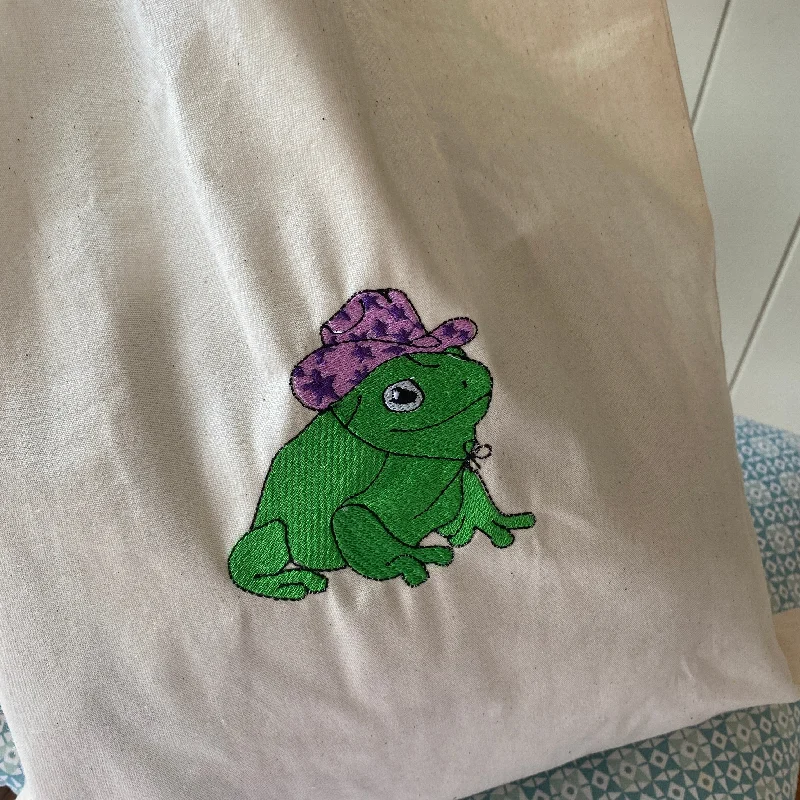 Office Professionals Cowboy frog embroidered tote bag Trendy Backpacks With Big Discounts Office Professionals Cowboy frog embroidered tote bag Trendy Backpacks With Big Discounts
