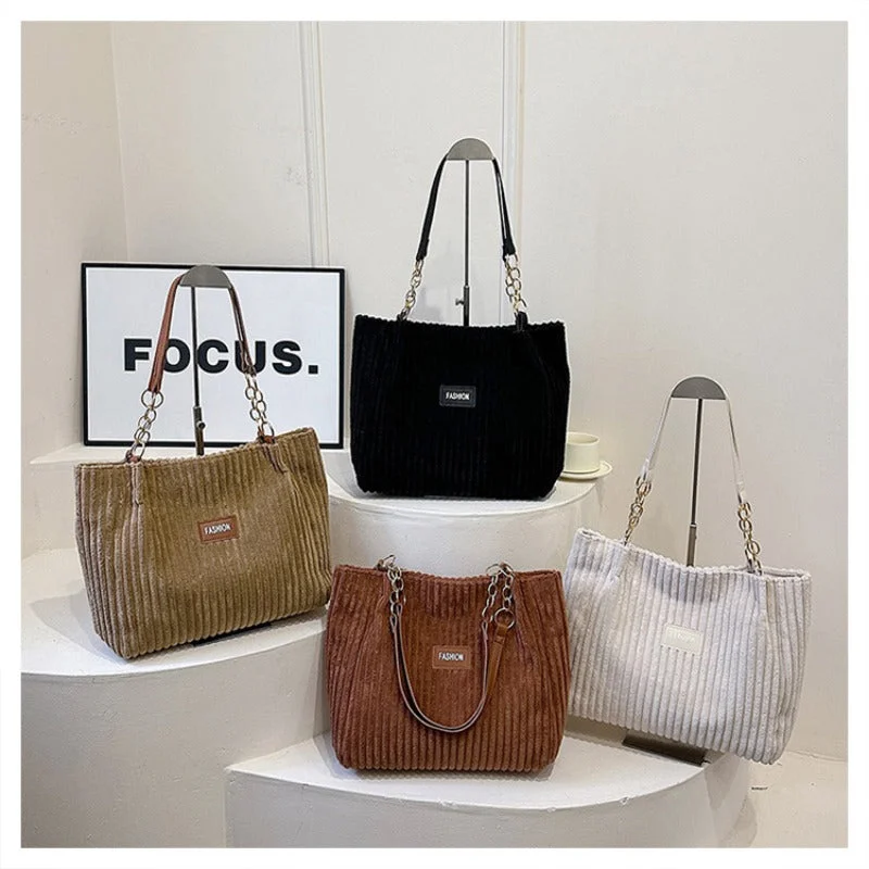 Fashion Essentials Wholesale Corduroy Large Capacity Casual Style Simple and Western Commuter Shoulder Bags Handbag Deals For Every Occasion Fashion Essentials Wholesale Corduroy Large Capacity Casual Style Simple and Western Commuter Shoulder Bags Handbag Deals For Every Occasion