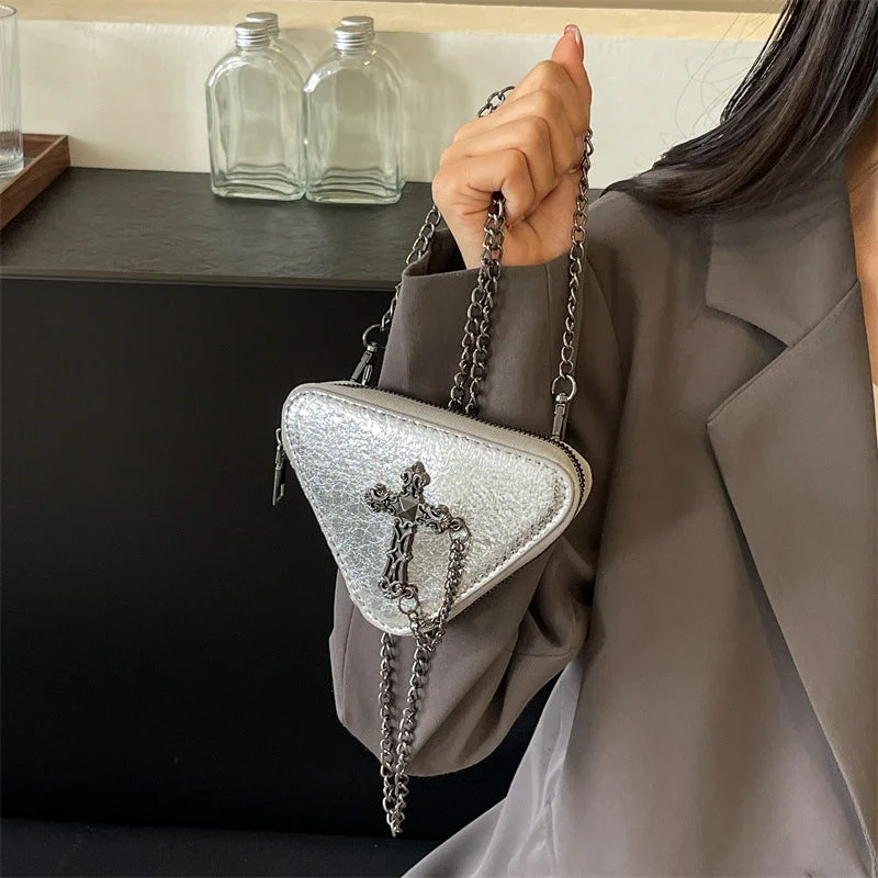 Luxury Fashion Discounts Wholesale Retro Cross Chain Shiny Shoulder Crossbody Triangle Bag Grab Your Favorite Handbags For Less Luxury Fashion Discounts Wholesale Retro Cross Chain Shiny Shoulder Crossbody Triangle Bag Grab Your Favorite Handbags For Less