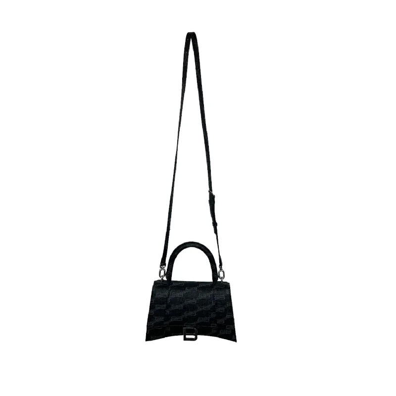 BALENCIAGA/Bag/Monogram/Leather/BLK/Hourglass Handbag Elegant Bags, Limited Stock