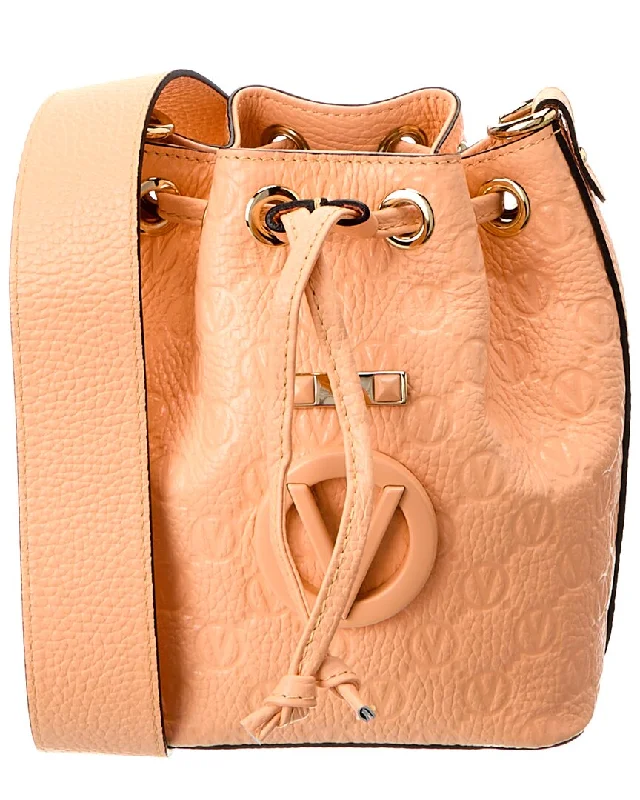 Valentino By Mario Valentino Jules Dollaro Monogram Leather Bucket Bag Stylish And Durable Handbags At Great Value