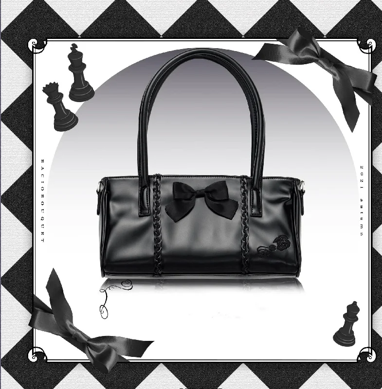 Bacio Bouquet~The Duke of Death and His Maid~Black Lolita Bag Embroidered Handbag Flash Sale On Designer Bags Bacio Bouquet~The Duke of Death and His Maid~Black Lolita Bag Embroidered Handbag Flash Sale On Designer Bags