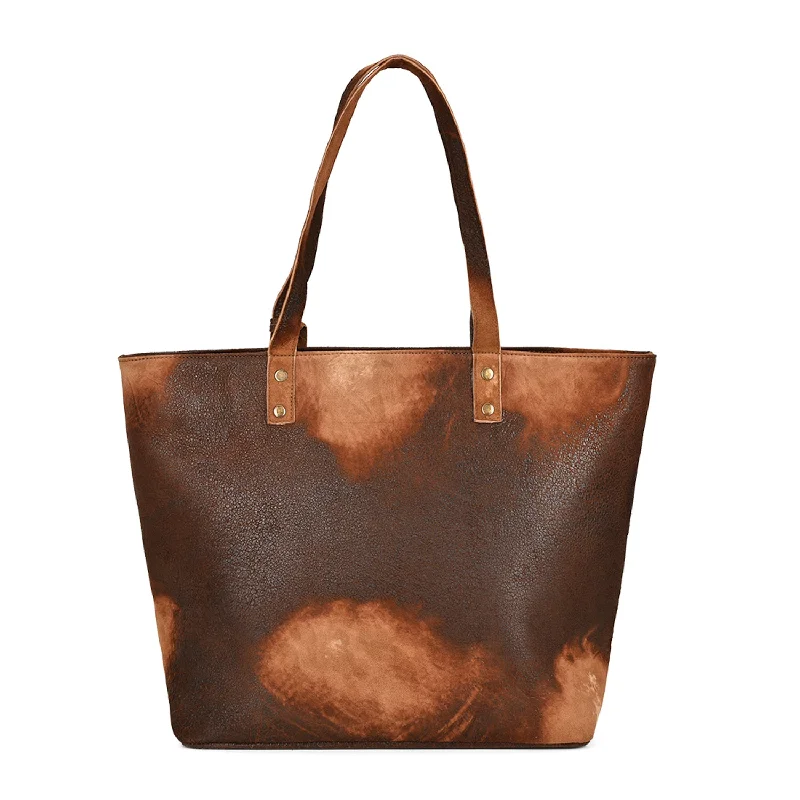 Corral Womens D1291 Chocolate/Almond Leather 5 Liter Distressed Tote Bag 1 BG Final Call – Shop Stylish Bags Before They're Gone