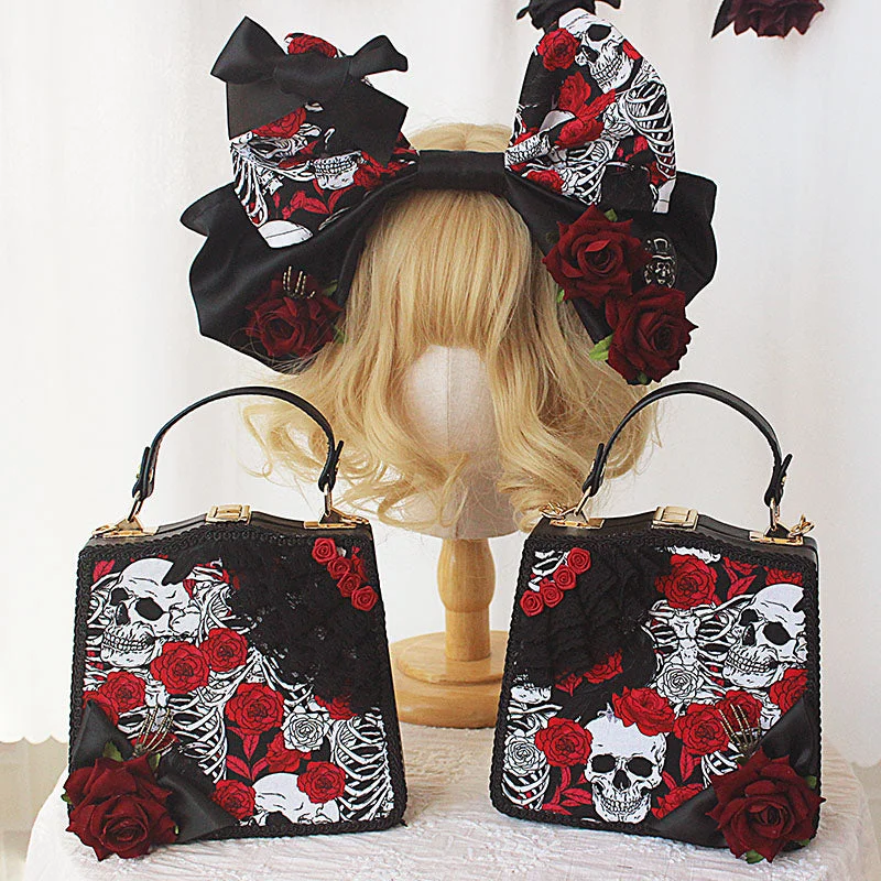 Deer Girl~Gothic Lolita Rose and Skeleton Print Handbag and KC Handbag Deals You'll Love Deer Girl~Gothic Lolita Rose and Skeleton Print Handbag and KC Handbag Deals You'll Love