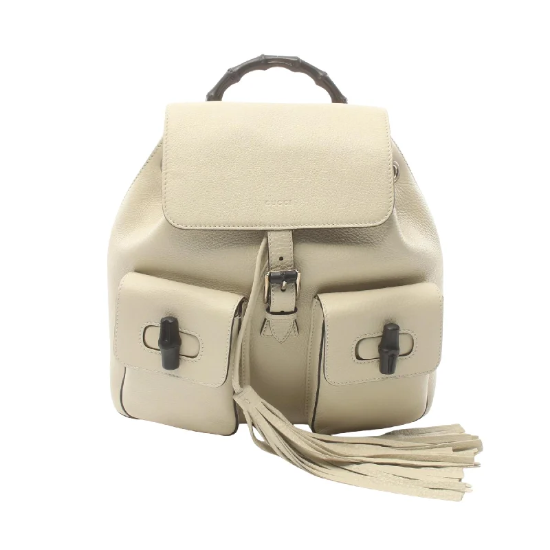 Gucci Bamboo  Leather Backpack Bag (Pre-Owned) Iconic Handbags At Unbeatable Prices