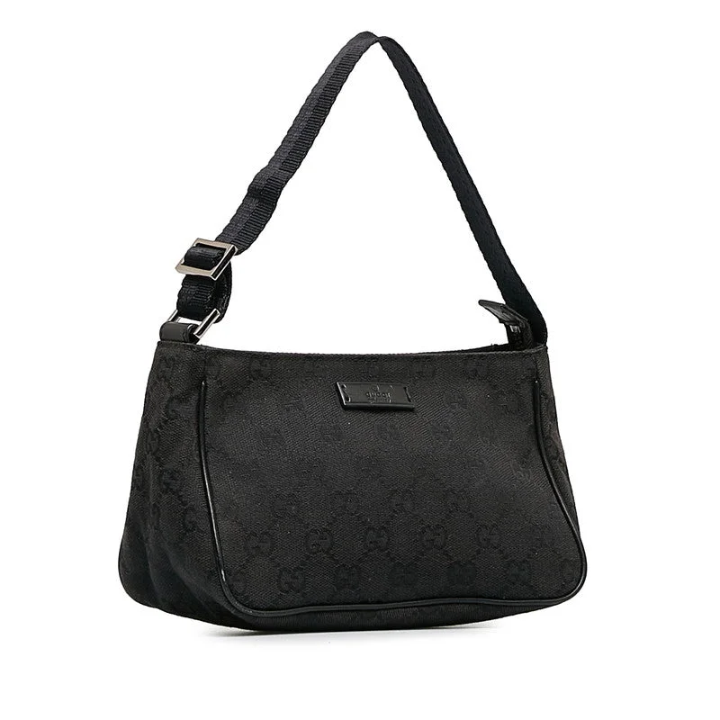 Gucci GG Handbag Accessory Pouch 106644 Black Canvas Leather Women's Everyday Elegance At Special Prices Gucci GG Handbag Accessory Pouch 106644 Black Canvas Leather Women's Everyday Elegance At Special Prices