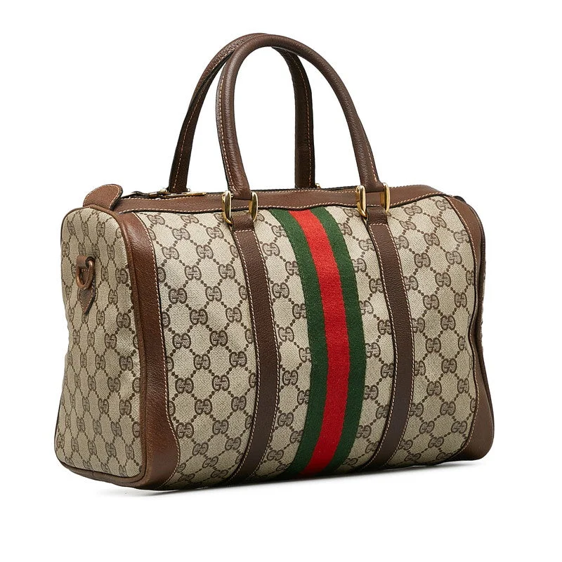 Gucci GG Supreme Sherry Line Mini Boston Bag Handbag Stripe Fashion-Forward Bags, Now On Sale Gucci GG Supreme Sherry Line Mini Boston Bag Handbag Stripe Fashion-Forward Bags, Now On Sale