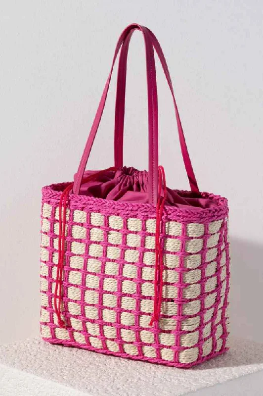Hayley Woven Straw Tote, Pink Limited-Time Handbag Sale