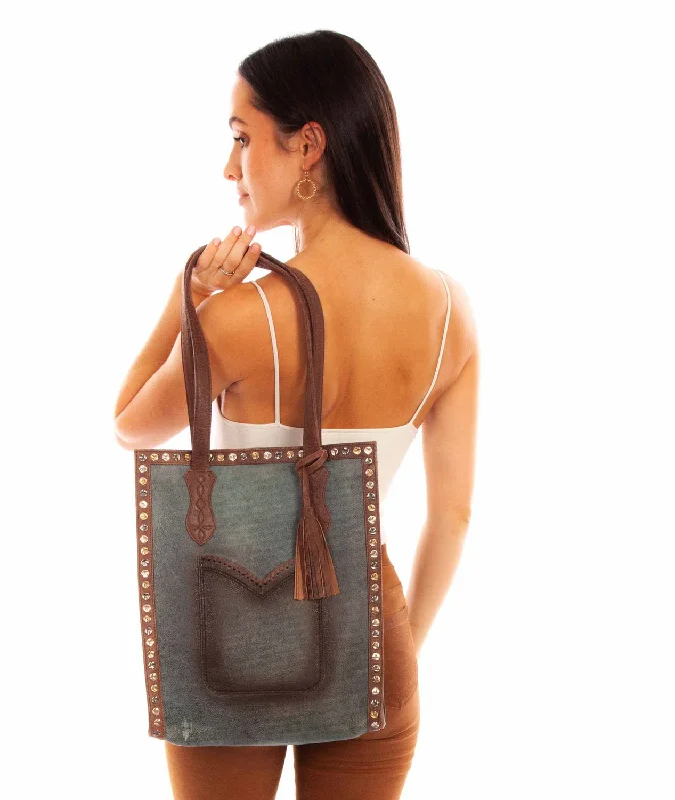 Scully Womens Large Double Strap Turquoise Leather Tote Bag Elevate Your Style With Our Handbag Sale