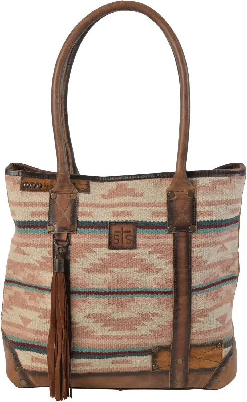 STS Ranchwear Womens Palomino Tote Multi-Light Pink Serape Leather Tote Bag Exclusive Bag Deals – Perfect For Any Occasion