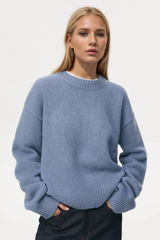Basic Bae Round Neck Dropped Shoulder Sweater Trendy Purses At Unbeatable Discounts