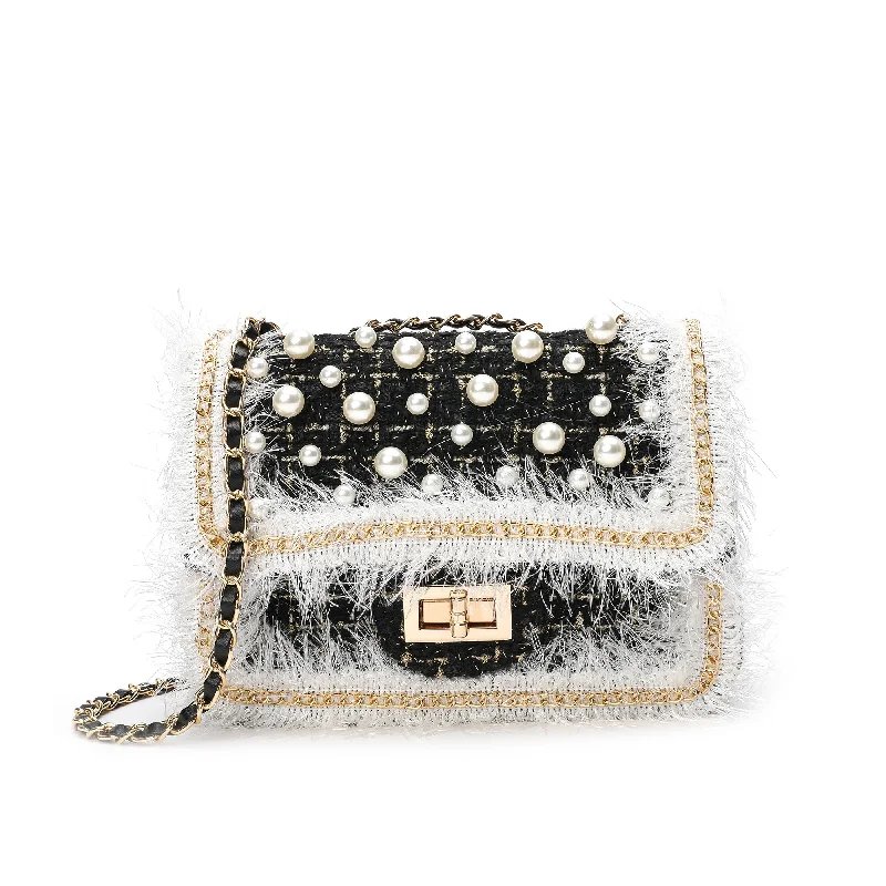 Beaded Tweed Shoulder Bag Trendy Purses At Exclusive Promotional Rates