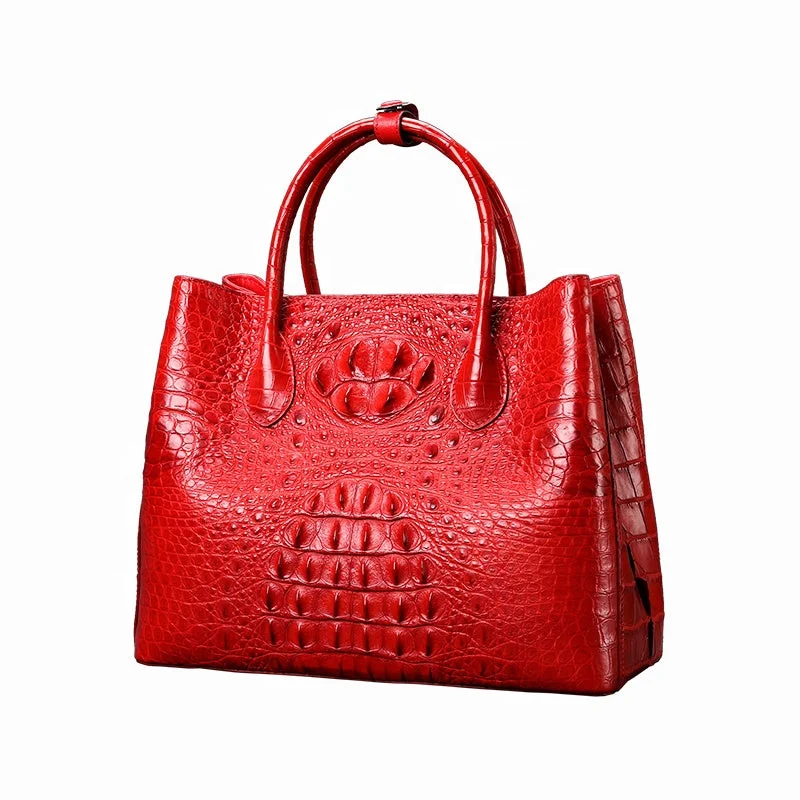 Multifunctional red lady office handbag big handbag large with crocodile leather for ladies Grab Your Favorite Handbags At Discounted Prices