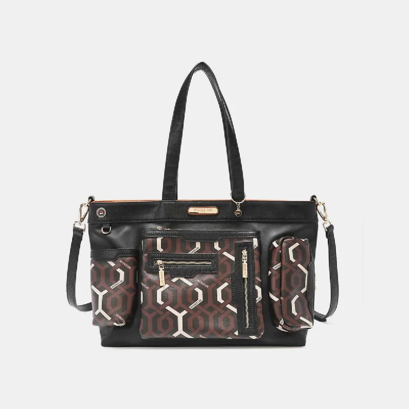 Nicole Lee USA Geometric Pattern Large Handbag Modern Handbags With Stylish Discounts