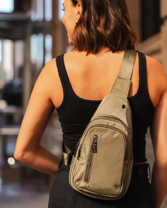 Louenhide Boyd Nylon Sling Bag Khaki Upgrade Your Look With Our Exclusive Bag Deals