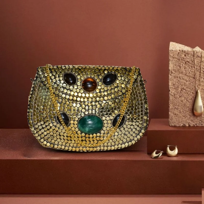 Beaded Druzzy Stone Metal Clutch Statement Bags With Exclusive Savings