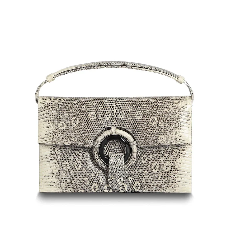 Grommet Handbag - Black and White Exotic Ring Lizard The Perfect Bag Sale For A Seasonal Refresh Grommet Handbag - Black and White Exotic Ring Lizard The Perfect Bag Sale For A Seasonal Refresh