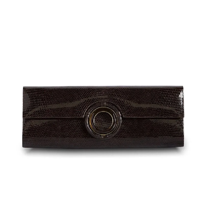 Grommet Roll Clutch - Chocolate Brown Lizard, Topaz Grommet Shop Timeless And Trendy Bags At Limited-Time Discounts