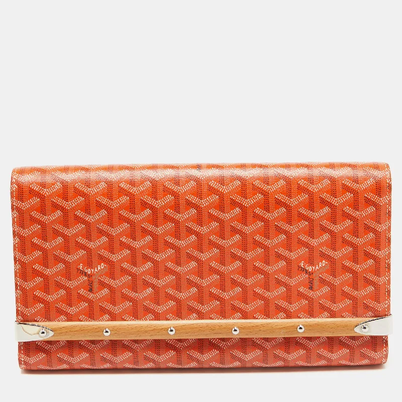 Goyard Orange Goyardine Coated Canvas Monte Carlo Bois Clutch Huge Handbag Markdowns – Update Your Collection Now