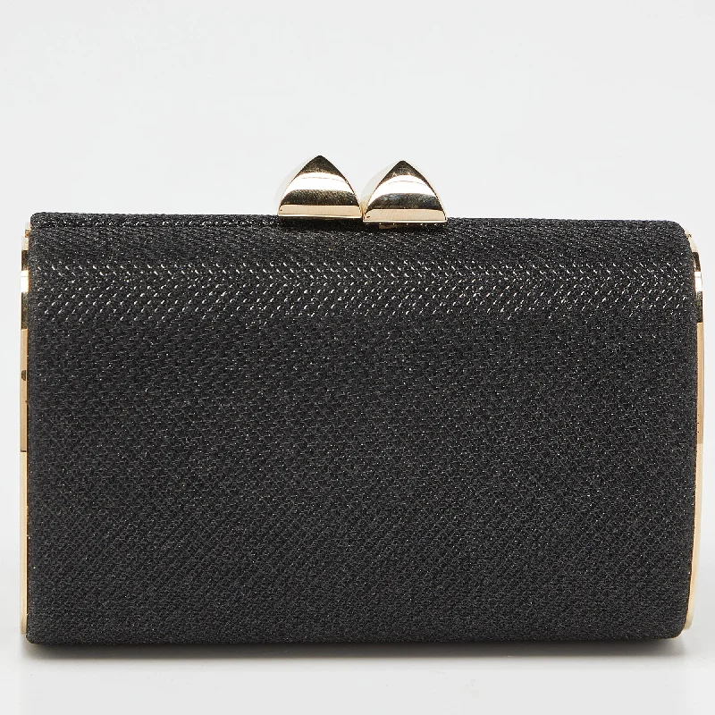 Jimmy Choo Black Fabric Lurex Frame Clutch Luxury Bags, Budget Prices
