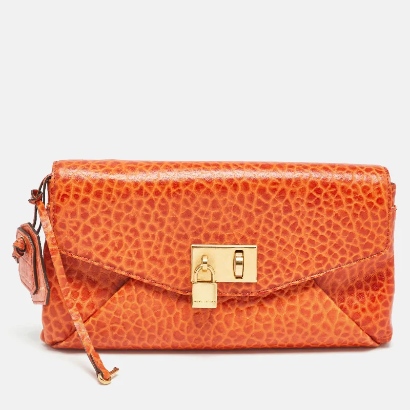 Marc Jacobs Orange Textured Leather Lock Flap Clutch Elevate Your Style With Our Handbag Sale Marc Jacobs Orange Textured Leather Lock Flap Clutch Elevate Your Style With Our Handbag Sale