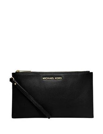 Michael Michael Kors Bedford Large Pebbled Leather Zip Top Clutch Luxury Handbags At Budget-Friendly Rates