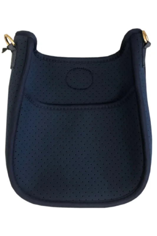 Mini Perforated Neoprene Messenger Bag In Navy Premium Handbags At Exclusive Prices
