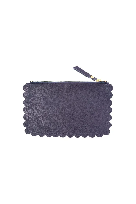 Navy Pebble Leather Julia Scallop Pouch Timeless Handbags Now At Special Discounts Navy Pebble Leather Julia Scallop Pouch Timeless Handbags Now At Special Discounts