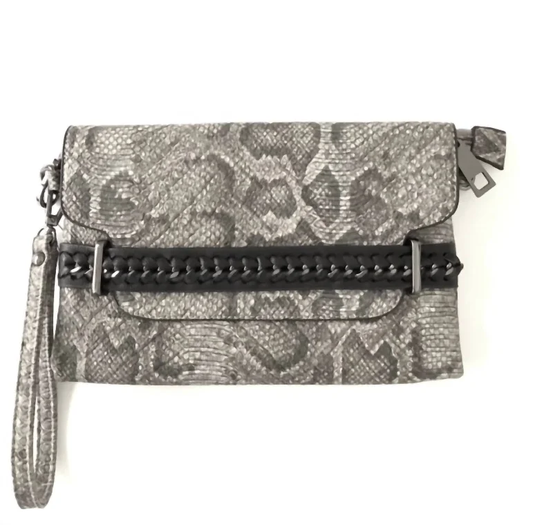 Vegan Animal Print Clutch In Gray Classic Totes, Exclusive Deals