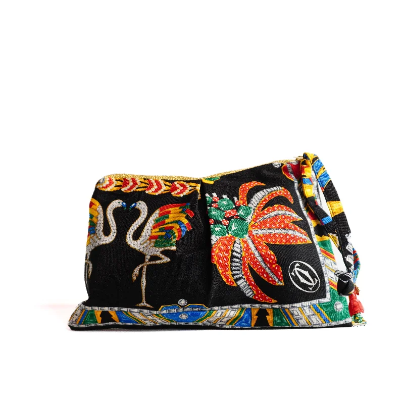 "Vegas Flamingos" Scarf Bag (Upcycled from Cartier Scarf) Iconic Fashion Bags At Unbeatable Savings "Vegas Flamingos" Scarf Bag (Upcycled from Cartier Scarf) Iconic Fashion Bags At Unbeatable Savings