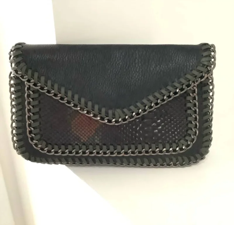 Whipstitched Clutch In Black/green Fashion Bags, Huge Savings