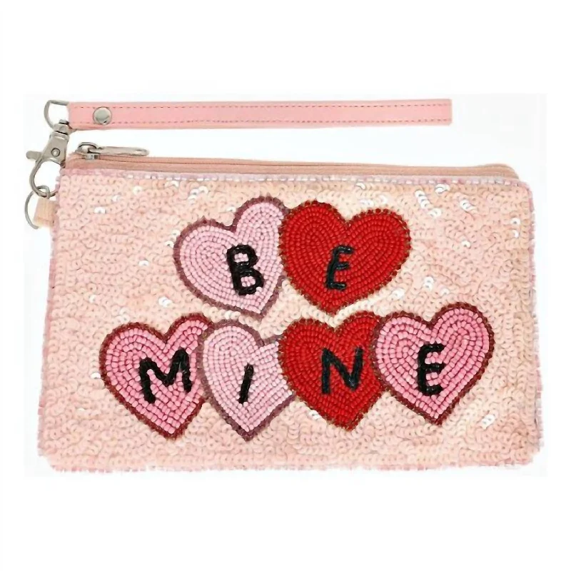 Women's Be Mine Seed Bead Wristlet In Pink Trendy Purses At Unbeatable Discounts