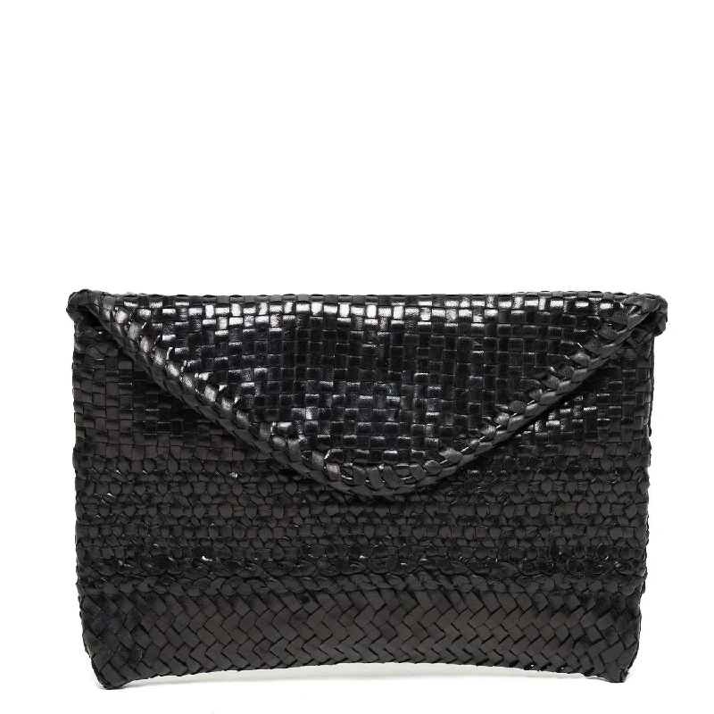 Women's Polka Woven Clutch In Black Premium Quality Bags, Budget Prices