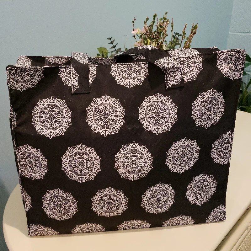 WB Black and White Floral Design Tote Classic Bags, Exclusive Deals
