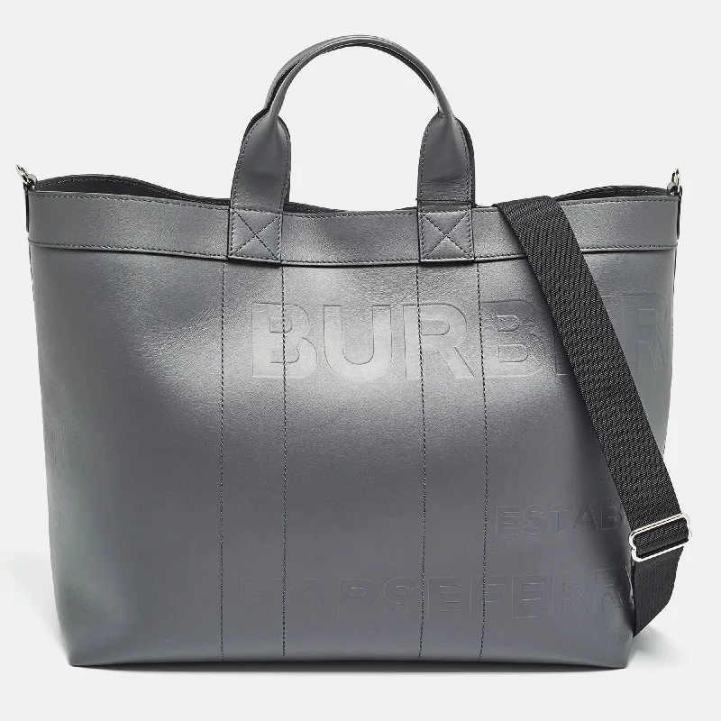 Burberry Ash Grey Leather Ormond Tote Fashion Bags, Huge Savings