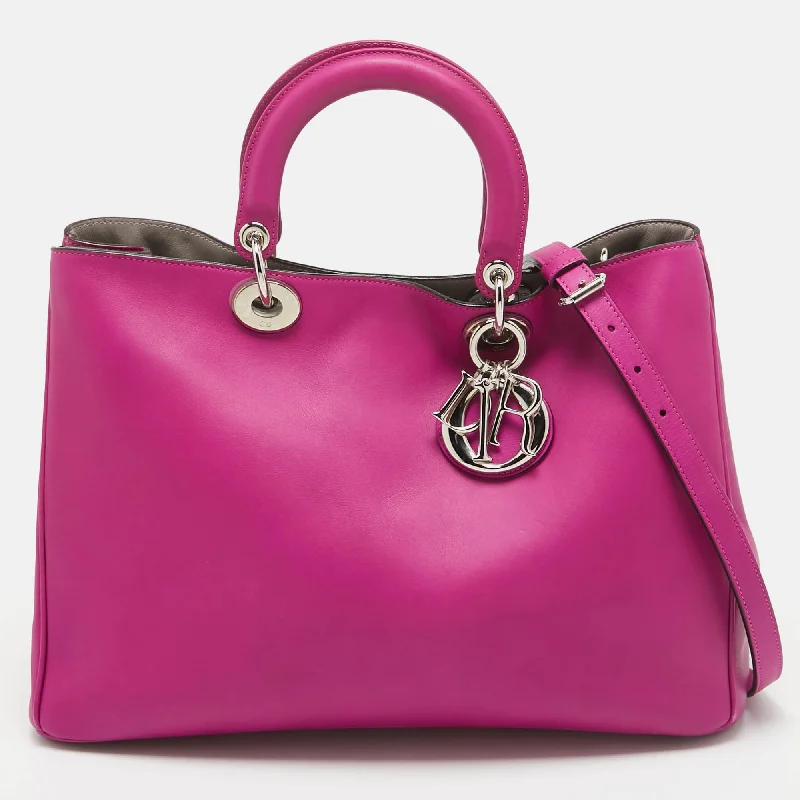 Dior Fuchsia Leather Large Diorissimo Shopper Tote Flash Sale On Handbags
