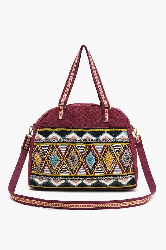 Glamorous Embellished Traveler with Crossbody-Geo Maroon Handbag Deals You'll Love